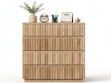 Handleless Grille-Finished 4-Drawer Bedside Table P2 Particleboard MDF & ,elamine Veneer 74317864