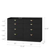 8 Drawer Double Dresser for Bedroom with LED, Modern Dressers Chest of Drawers with Fluted Panel, W1321P201215