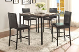 ZNTS Metal Frame Counter Height Chairs Set of 4 Brown Faux Leather Seat Black Metal Finish Dining Chairs B01146335