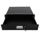 ZNTS 19" 2U Steel Plate DJ Drawer Equipment Cabinet with Keys Black 19646401