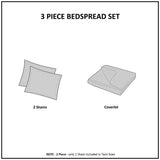 3 Piece Split Corner Pleated Quilted Bedspread Cream King B03597562