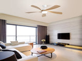 52 Inch Modern Led Ceiling Fan With 3 Color Dimmable 5 ABS Blades Remote Control Reversible DC Motor W934P187538