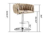 360&deg Fabric cover Swivel Bar Stools Set of 2, Adjustable Counter Height Bar Chairs with Woven 94403667