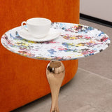 Mermaid Tail End Coffee Table Round Side Table, Modern Metal Pedestal Table, Minimalist Accent Table W2664P232835