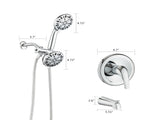Shower System with Tub Spout Rain Shower Tub Set, High Pressure Dual 2 in 1 Shower Combo Faucet with W121946399