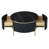 ZNTS Modern Round Coffee Table with 2 large Drawers Storage Accent Table WF311606AAB