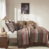 5 Piece Jacquard Quilt Set with Throw Pillows Red King/Cal King B03597548