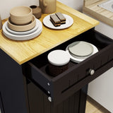 One Drawers and One-Compartment Tilt-Out Trash Cabinet Kitchen Trash Cabinet-Black W1120127325