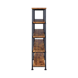 ZNTS Antique Nutmeg and Black Double-Wide Bookcase B062P153778