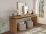 60'' Antique Brown Farmhouse Console Table - Retro Wooden Entryway Table with Double Board W1445P317058