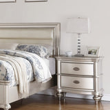 ZNTS Classic Bedroom Elegant Nightstand Beige / White Finish or Antique Silver 2-Drawers Bed Side Table B01148019