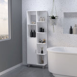 FM FURNITURE Quimby Linen Cabinet, with 1 door and 9 shelves, White B128P321052