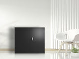 Metal Storage Cabinet with 2 Doors and 2 Shelves, Lockable Steel Storage Cabinet for Office, Garage, W150568319