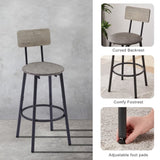Bar Table Set with 2 Bar stools PU Soft seat with backrest, Grey, 43.31'' L x 15.75'' W x 35.43'' H. W1162103445