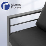 2pcs Single Sofa Grey Frame Dark Grey Cushion Aluminum Frame Sofa 36031504