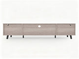 63" TV Stand with RGB LED Lights, Arched Fluted Glass Doors, Soft Close Hinges, Robot Vacuum 06191215