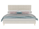 Modern Upholstered Bed Frame Premium Holland Velvet Fabric with Ergonomic Padding and Tufted W1935P362355
