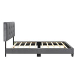 1pc Full Platform Bed Dark Gray Velvet Upholstered Adjustable Height Headboard Button Tufted Solid B011P203578