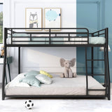 ZNTS Metal Floor Bunk Bed, Full XL over Queen, Black MF311038AAB