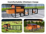 brownblack Wooden Chicken Coop, Large Outdoor Hen House with Run and Nesting Box Poultry Cage, W2326P481095