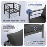 2pcs Single Sofa Grey Frame Dark Grey Cushion Aluminum Frame Sofa 36031504