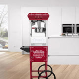 ZNTS Popcorn Machine with Cart, 10 Oz Kettle Makes Up to 40 Cups Per Batch, 800 W Popcorn Maker w/2 T3173P266346