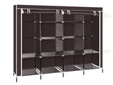 67" Clothes Closet Portable Wardrobe Clothes Storage Rack 12 Shelves 4 Side Pockets Dark Brown 71588089