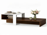 2-Tier Modern Geometric Coffee Table Engineered Wood Low Center Table with Storage Shelf, Waterproof 69288557