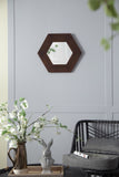 18.5" x 18.5" Hexagon Mirror with Solid Wood Frame, Wall Decor for Living Room Bathroom Hallway, W2078133975