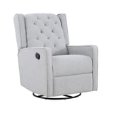 Milah Gliding Swivel Recliner Tufted Brushed Tweed Fabric B02263782