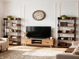 5-Tier Industrial Bookshelf, Open Rustic Brown Bookcase with Metal Frame, Freestanding Display W3101P574173