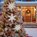 6PCS Set Christmas Tree Ornaments 6.1x1.8x6.3in Iron Snowflake Hanger Decorative Hanging Pendant for 26343927
