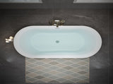 55" Acrylic Freestanding Bathtub, Oval Deep Soaking Bathtub with Center Pop-up Drain & Integrated W1920P386230