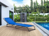 Navy Blue 4-Gear Adjustable Backrest 3-Fold Chair Breathable Mesh, Side Pocket Portable Outdoor 99823170
