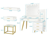 Large Vanity Set with 9 LED Bulbs, Makeup Table with Cushioned Stool, 3 Storage 63617047