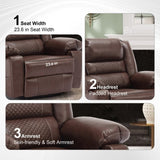 ZNTS Breathable Leather Massage Recliner Chair Manual Living Room Reclining Sofa W1403P156677