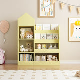 Yellow Kids Wooden Bookshelf Toy Storage Organizer with Bookcase, Kid's Bin Storage Unit with 6 W2876P233555