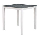 White Solid wood 5pc Counter Height Dining Set Table 4x Gray Linen Like Fabric Cushions Seats B011P230002