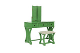 Unique Modern Bedroom Set w Stool Foldable Mirror Drawers Apple Green Color MDF Veneer 1pc B011111841