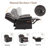 Home Theater Seating Manual Recliner Chair with Center Console and LED Light Strip for Living Room, WF310727AAD