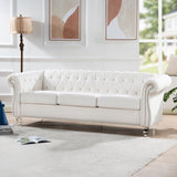84.65" Rolled Arm Chesterfield 3 Seater Sofa W68058494