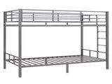 Grey Twin Bunk Bed Square Tube High Guardrail Side Ladder Opening Iron Bed 52361693