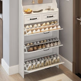 NEW White color shoe cabinet with 3 doors 2 drawers with hanger,large space for storage W1320137989