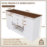54" Farmhouse Buffet Sideboard with Storage Cabinet & Adjustable Shelf Wood Top Dining Table with W2700P300563