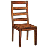 ZNTS Tobacco Oak Finish Solid wood Industrial Style Kitchen Set of 2 Chairs Ladder Back Chairs B011P148640