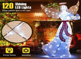 5ft Pre-Lit Christmas Angel Decor - 120 Cold White LEDs, IP44 Waterproof, MetalMesh Fabric 09613189