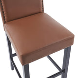 Barstools Set of 2, Counter Height Upholstered Bar Stools for Kitchen Island, Brown Rubberwood Legs N779P254675L