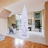 ZNTS 7.5FT White Slim Artificial Christmas Tree Includes Foldable Metal Stand 03440975