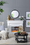30"x30" Round Hand Carved Rose Antique Mirror Frame, Mirror for Live space, Bathroom, Entryway W2078126751