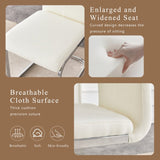 Set of 4 Cream Textured Granular Fabric Material Dining Chairs 39.3" High, 20.4" Ergonomic W1151P324773